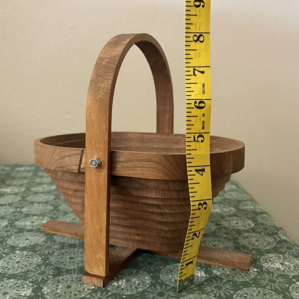 Rustic Wood Handmade Trivet Basket Collapsible